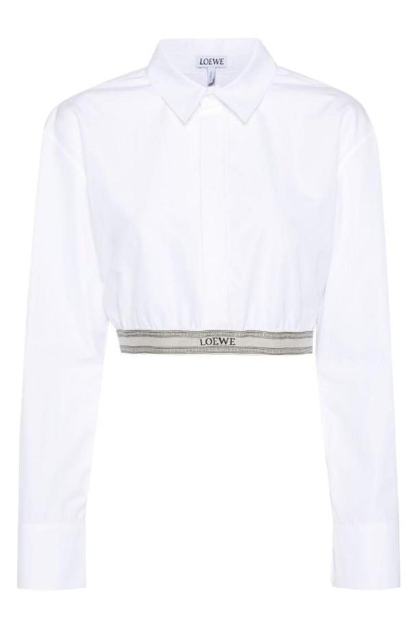 LOEWE - 셔츠 - 로에베 여성 셔츠 블라우스 LOGO COTTON CROPPED SHIRT NB30