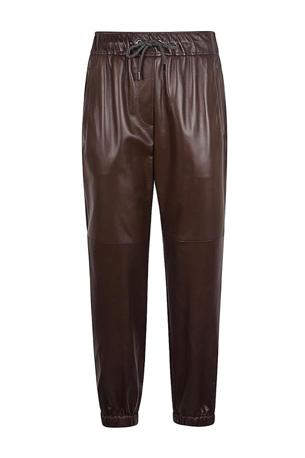 BRUNELLO CUCINELLI - 롱/미디팬츠 - 브루넬로 쿠치넬리 여성 바지 LEATHER TROUSERS NB30