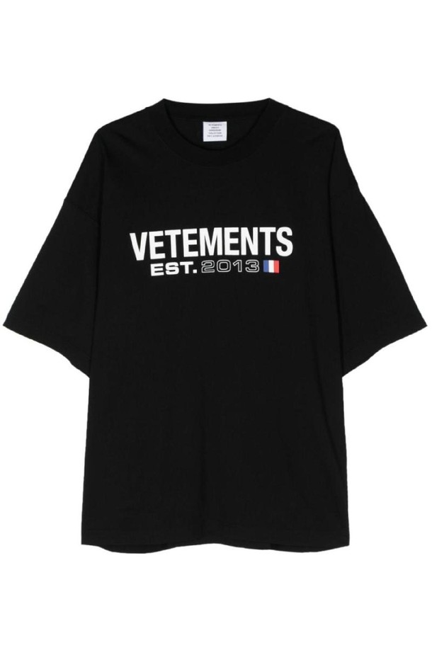 VETEMENTS - 반소매 티셔츠 - 베트멍 여성 티셔츠 LOGO COTTON T SHIRT NB30