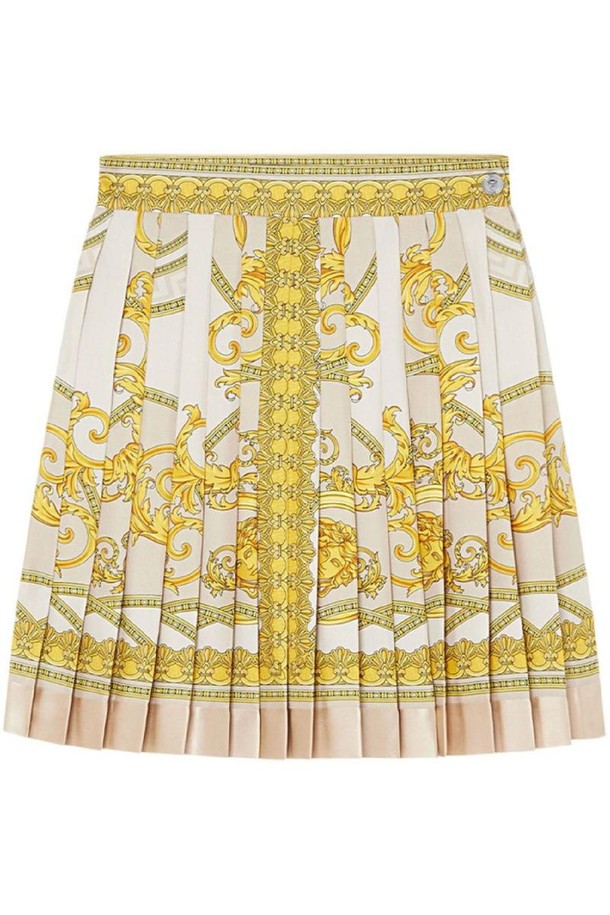 VERSACE - 미디스커트 - 베르사체 여성 스커트 BAROCCO PRINT SILK PLEATED MINI SKIRT NB30