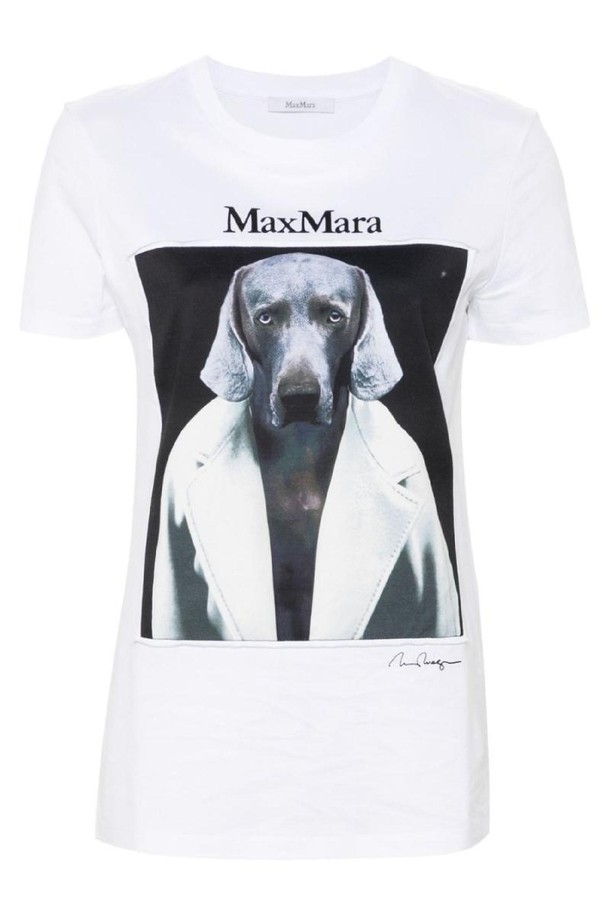 MAX MARA - 반소매 티셔츠 - 막스마라 여성 티셔츠 PRINTED COTTON T SHIRT NB30