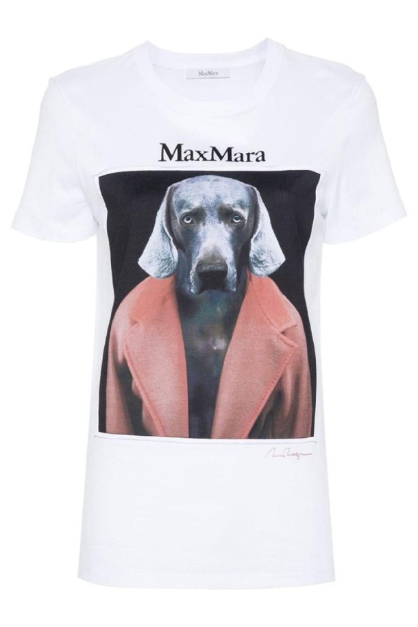 MAX MARA - 반소매 티셔츠 - 막스마라 여성 티셔츠 PRINTED COTTON T SHIRT NB30