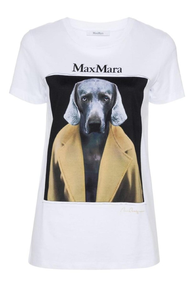 MAX MARA - 반소매 티셔츠 - 막스마라 여성 티셔츠 PRINTED COTTON T SHIRT NB30