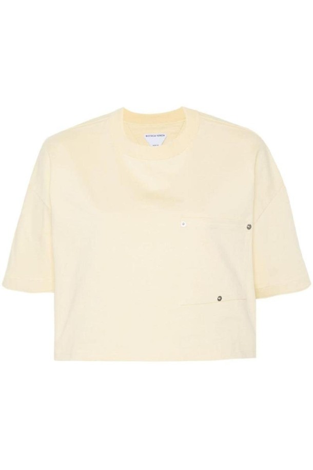 Bottega Veneta - 반소매 티셔츠 - 보테가 베네타 여성 티셔츠 COTTON CROPPED T SHIRT NB30