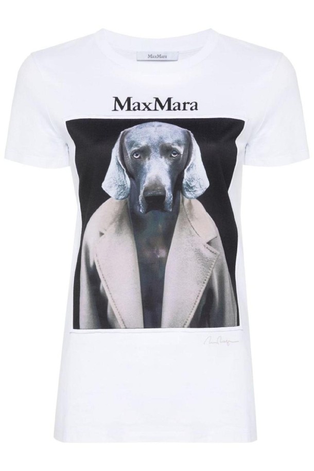 MAX MARA - 반소매 티셔츠 - 막스마라 여성 티셔츠 PRINTED COTTON T SHIRT NB30