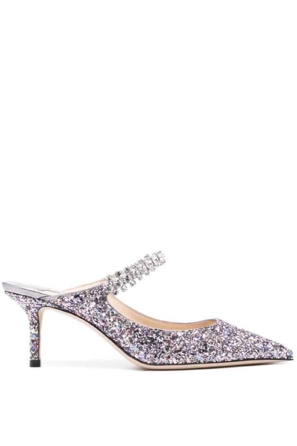 JIMMY CHOO - 펌프스 - 지미추 여성 슬링백 BING 65 CRYSTAL STRAP GLITTER HEEL MULES NB30