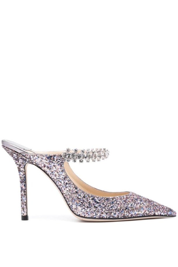 JIMMY CHOO - 펌프스 - 지미추 여성 슬링백 BING 100 CRYSTAL STRAP GLITTER HEEL MULES NB30