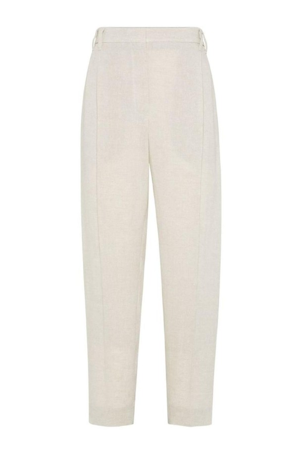 BRUNELLO CUCINELLI - 롱/미디팬츠 - 브루넬로 쿠치넬리 여성 바지 LINEN TROUSERS NB30