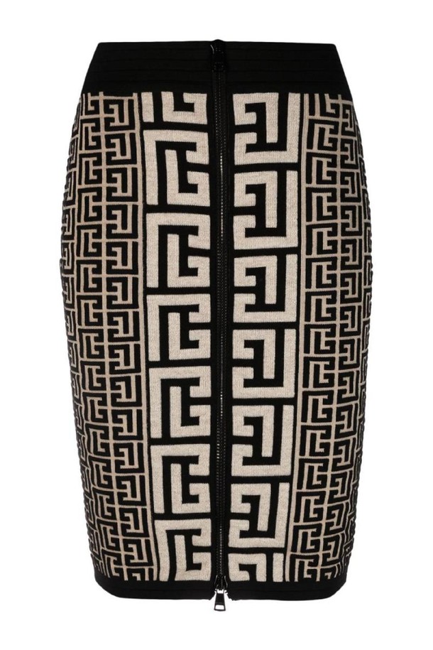 BALMAIN - 미디스커트 - 발망 여성 스커트 MONOGRAM HIGH WAIST SKIRT NB30