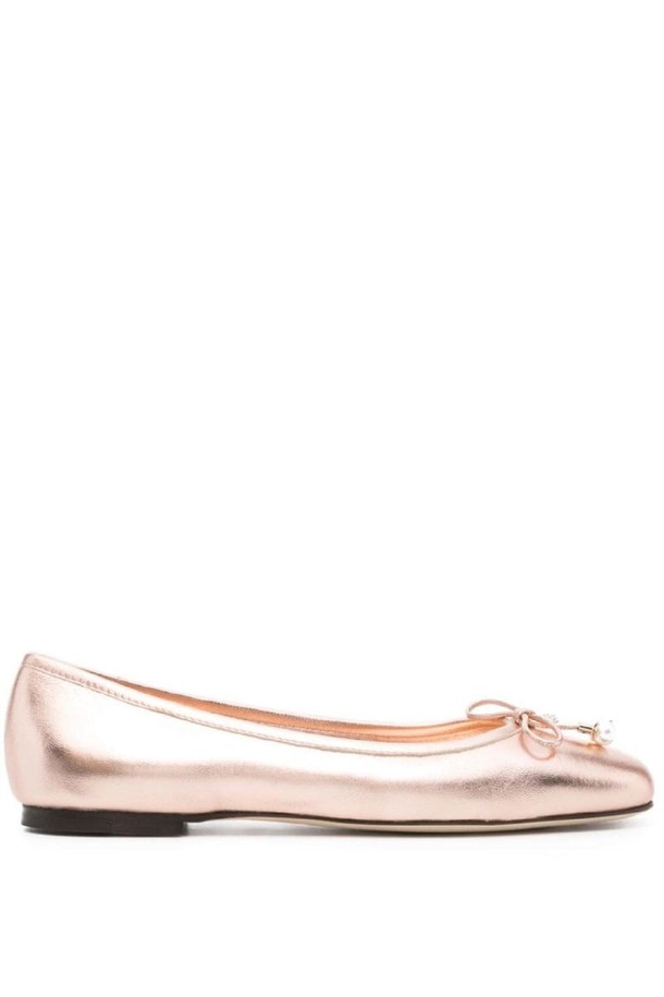 JIMMY CHOO - 플랫 - 지미추 여성 플랫 슈즈 ELME FLAT METALLIC LEATHER BALLET FLATS NB30