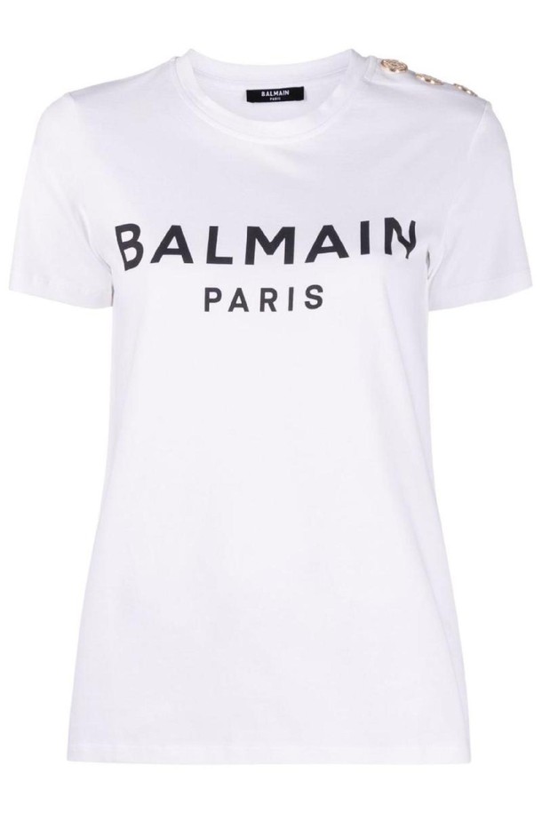 BALMAIN - 반소매 티셔츠 - 발망 여성 티셔츠 LOGO ORGANIC COTTON T SHIRT NB30