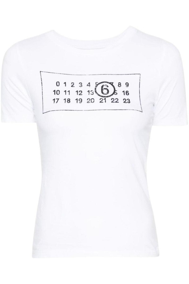 MM6 Maison Margiela - 반소매 티셔츠 - 엠엠식스 메종마르지엘라 여성 티셔츠 LOGO COTTON T SHIRT NB30