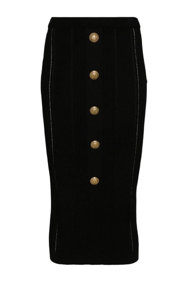 BALMAIN - 미디스커트 - 발망 여성 스커트 BUTTONED KNITTED MIDI PENCIL SKIRT NB30