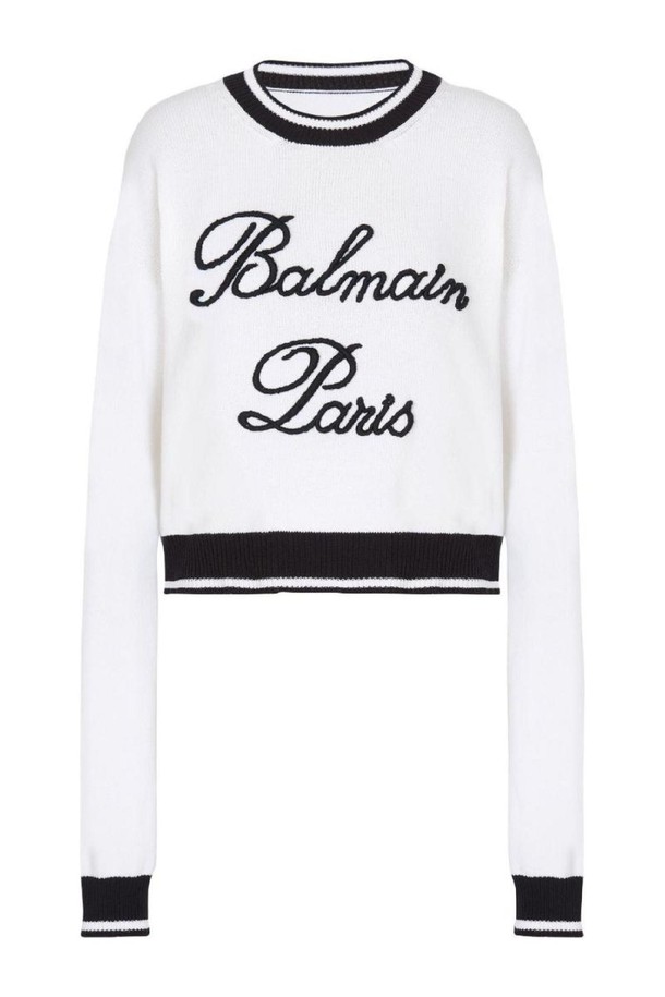 BALMAIN - 스웨터 - 발망 여성 니트 스웨터 LOGO CREWNECK SWEATER NB30