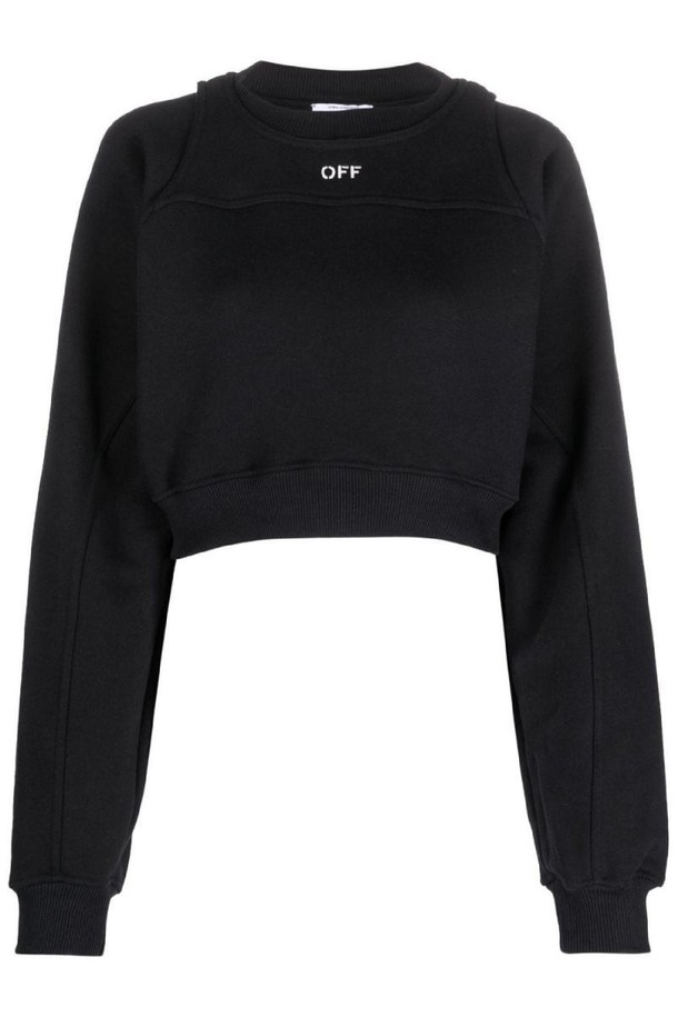 OFF-WHITE - 스웨터 - 오프화이트 여성 맨투맨 후드 LOGO CROPPED COTTON SWEATSHIRT NB30