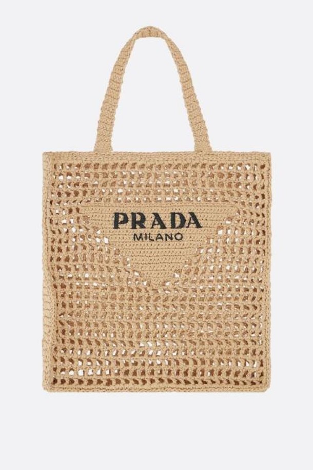 PRADA - 토트백 - 프라다 여성 토트백 logo embroidered synthetic raffia shopping bag NB26