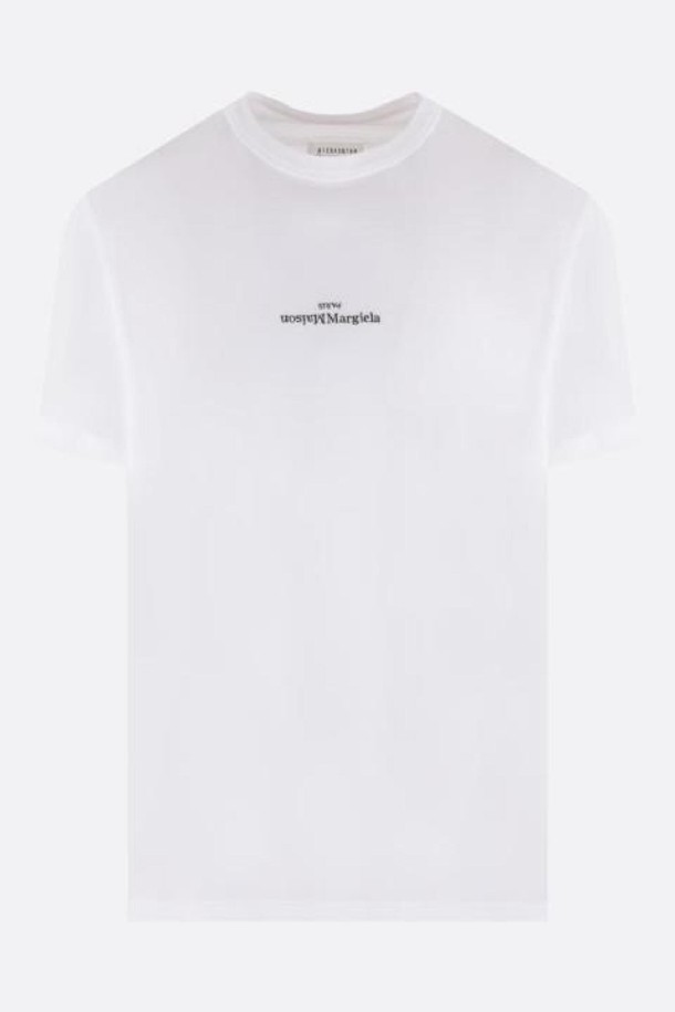 Maison Margiela - 반팔티셔츠 - 메종마르지엘라 남성 티셔츠 logo embroidered cotton t shirt NB26