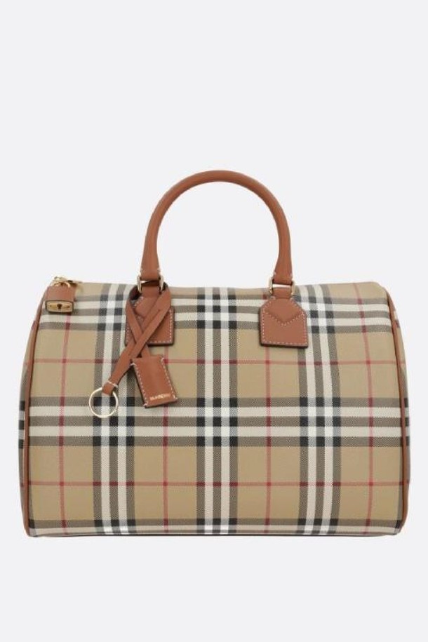 BURBERRY - 숄더백 - 버버리 여성 숄더백 Check medium bowling bag in coated canvas NB26