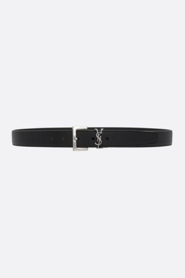 SAINT LAURENT - 벨트 - 생로랑 남성 벨트 Cassandre grainy leather belt NB26