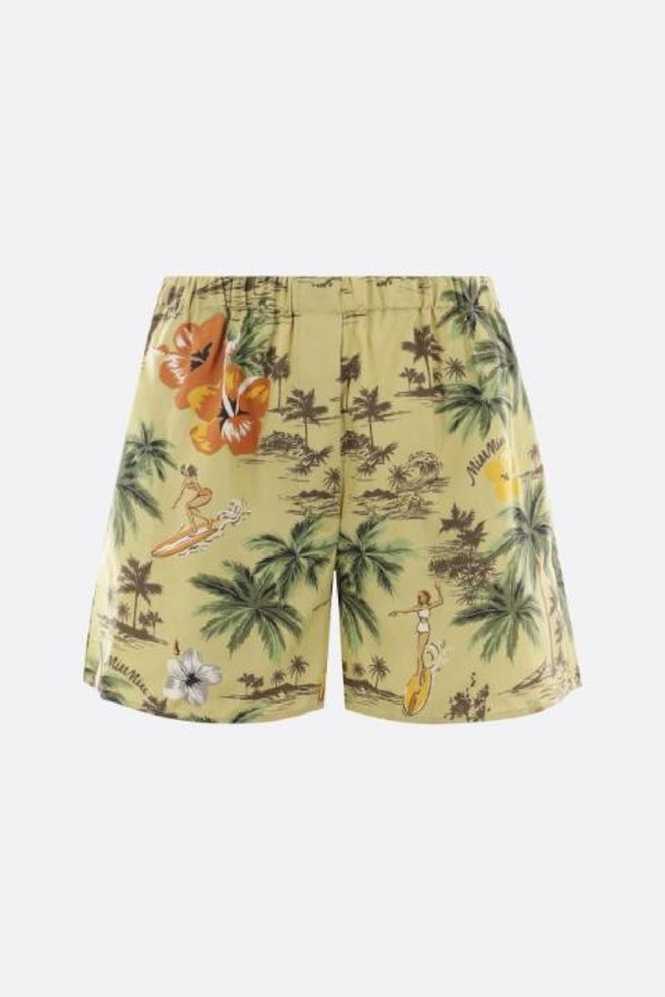 MIU MIU - 쇼트팬츠 - 미우미우 여성 반바지 Hawaii printed silk short pants NB26