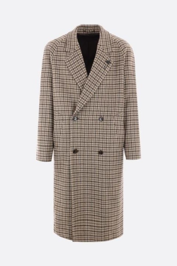 LARDINI - 코트 - 라르디니 남성 코트 double breasted houndstooth wool and cashmere coat NB26