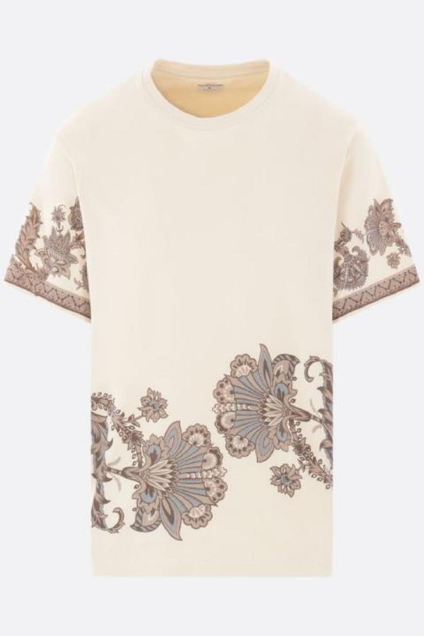 ETRO - 반팔티셔츠 - 에트로 남성 티셔츠 Paisley print cotton t shirt NB26