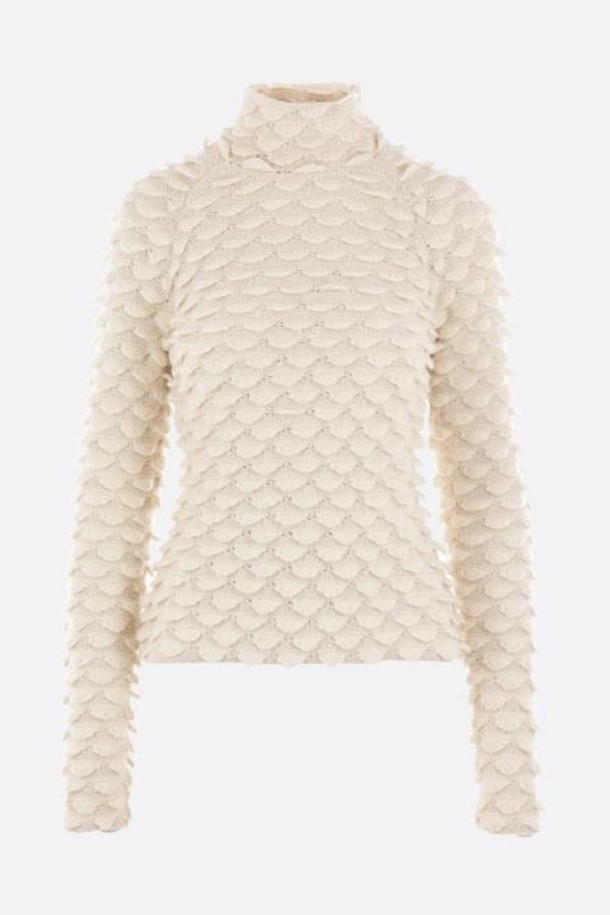 Bottega Veneta - 스웨터 - 보테가 베네타 여성 니트 스웨터 Fish Scale wool blend pullover NB26