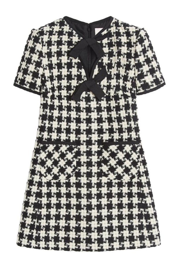 VALENTINO - 긴소매 원피스 - 발렌티노 여성 원피스 DAMIER LIGHT TWEED SHORT DRESS NB30