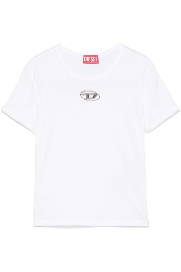 DIESEL - 반소매 티셔츠 - 디젤 여성 티셔츠 OVAL D COTTON T SHIRT NB30