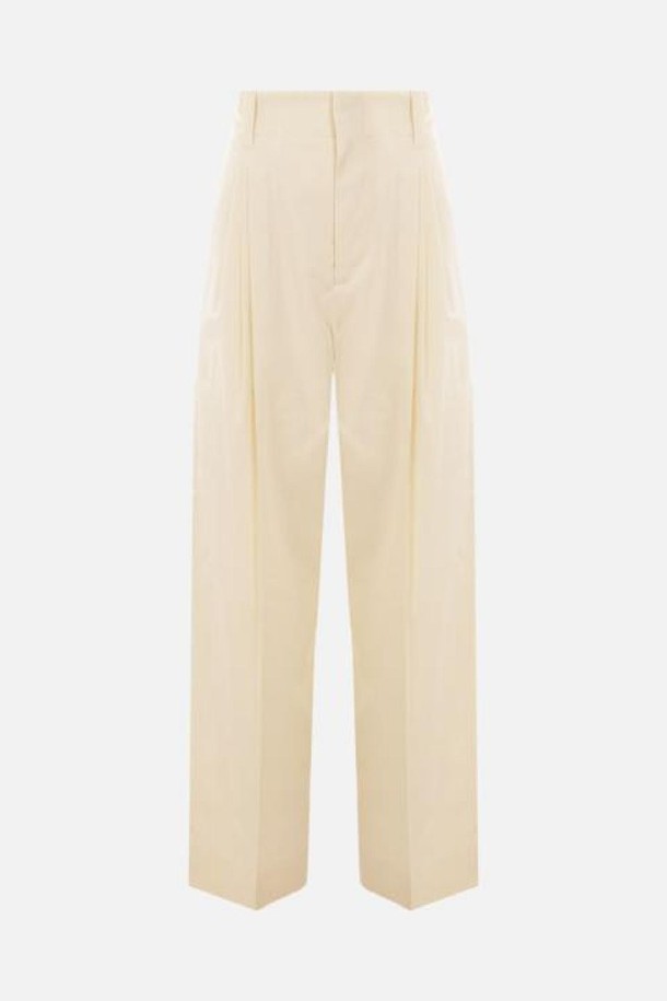 Bottega Veneta - 롱/미디팬츠 - 보테가 베네타 여성 바지 cotton and silk wide leg pants NB26