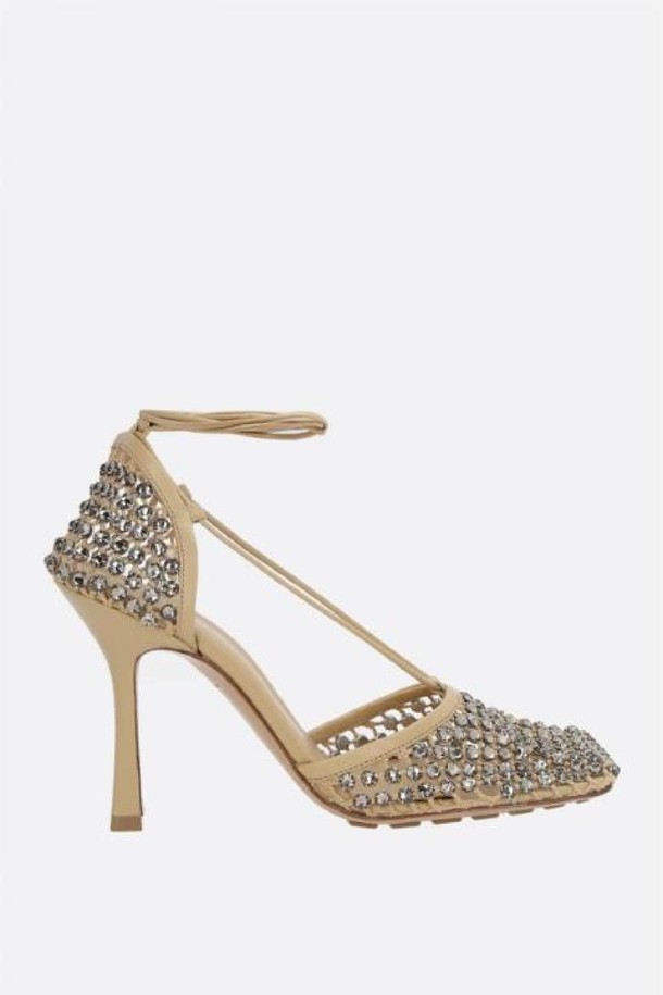 Bottega Veneta - 샌들 - 보테가 베네타 여성 샌들 Sparkle Stretch crystal embellished mesh and leather sandals NB26