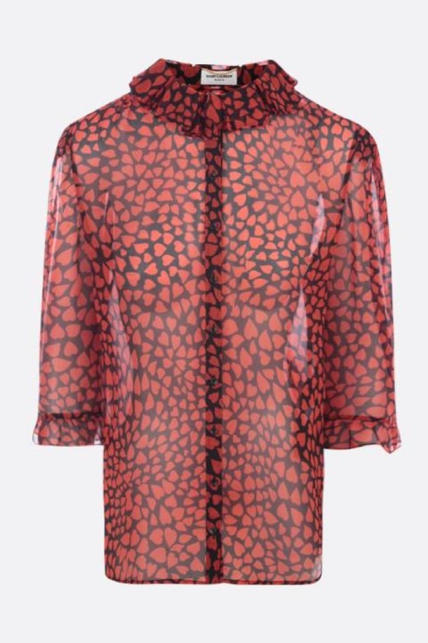 SAINT LAURENT - 셔츠 - 생로랑 여성 셔츠 heart print georgette shirt NB26