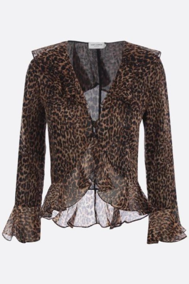 SAINT LAURENT - 셔츠 - 생로랑 여성 블라우스 leopard print wool blouse NB26