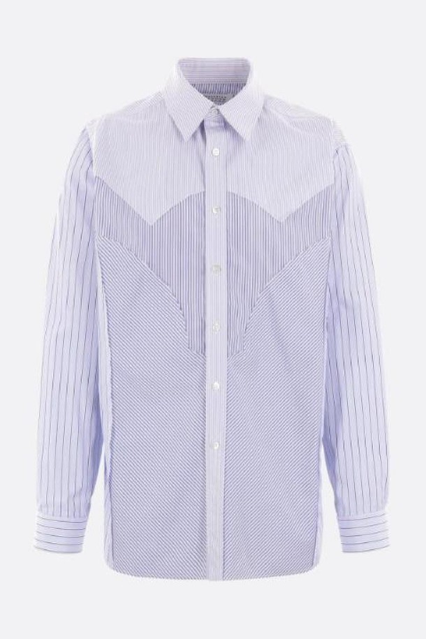 Maison Margiela - 긴팔셔츠 - 메종마르지엘라 남성 셔츠 patchwork striped cotton shirt NB26