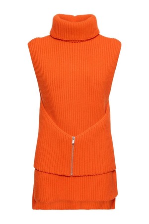 질샌더 여성 터틀넥 Knit wool vest w  zip detail NB01