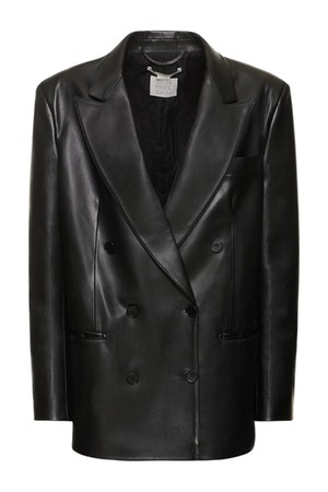 스텔라 맥카트니 여성 레더자켓 Faux leather double breast over jacket NB01