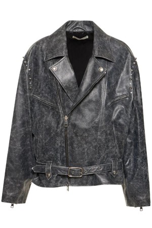 알렉산드라리치 여성 레더자켓 Studded leather oversize biker jacket NB01