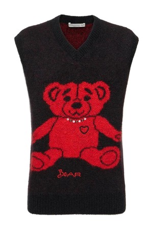 알렉산드라리치 여성 스웨터 Wool knit vest w  bear and crystals NB01