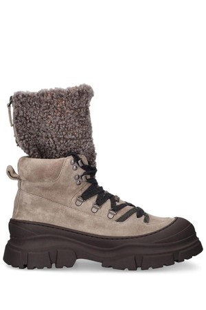 브루넬로 쿠치넬리 여성 부츠 30mm Suede   shearling hiking boots NB01