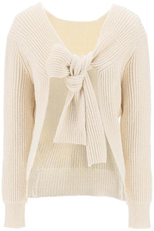 질샌더 여성 스웨터 ribbed sweater with tieable closure NB02