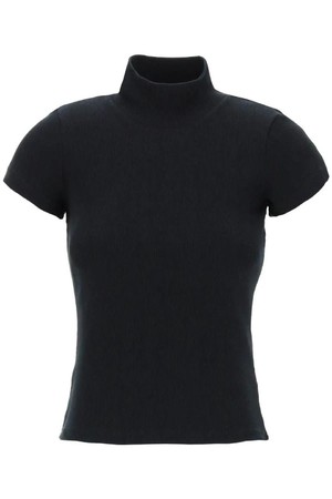 알라이아 여성 티셔츠 high neck ribbed top with nine words NB02