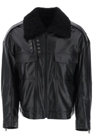 돌체앤가바나 남성 레더 자켓 leather and fur biker jacket NB02