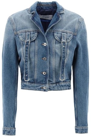 오프화이트 여성 데님 자켓 denim jacket with harness details NB02