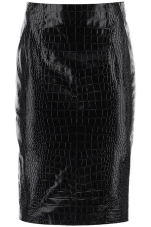 베르사체 여성 스커트 croco effect leather pencil skirt NB02