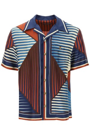 돌체앤가바나 남성 셔츠  geometric pattern bowling shirt with NB02