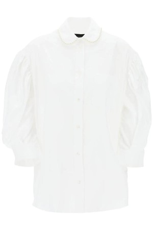 시몬 로샤 여성 셔츠 블라우스 puff sleeve shirt with embellishment NB02