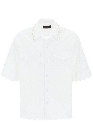 시몬 로샤 남성 셔츠  scalloped lace shirt with pearl NB02