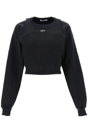 오프화이트 여성 맨투맨 후드 cropped crew neck sweatshirt NB02