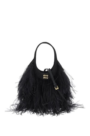 미우미우 여성 핸드백 satin handbag with feathers NB02