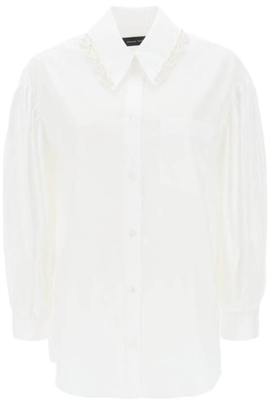 시몬 로샤 여성 셔츠 블라우스 puff sleeve shirt with embellishment NB02